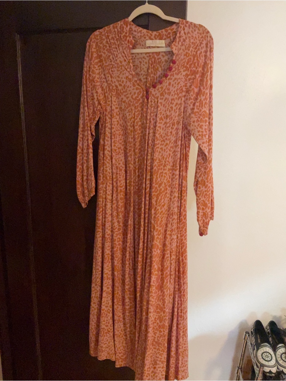 Natalie Martin Orange Coral Printed Maxi Dress
